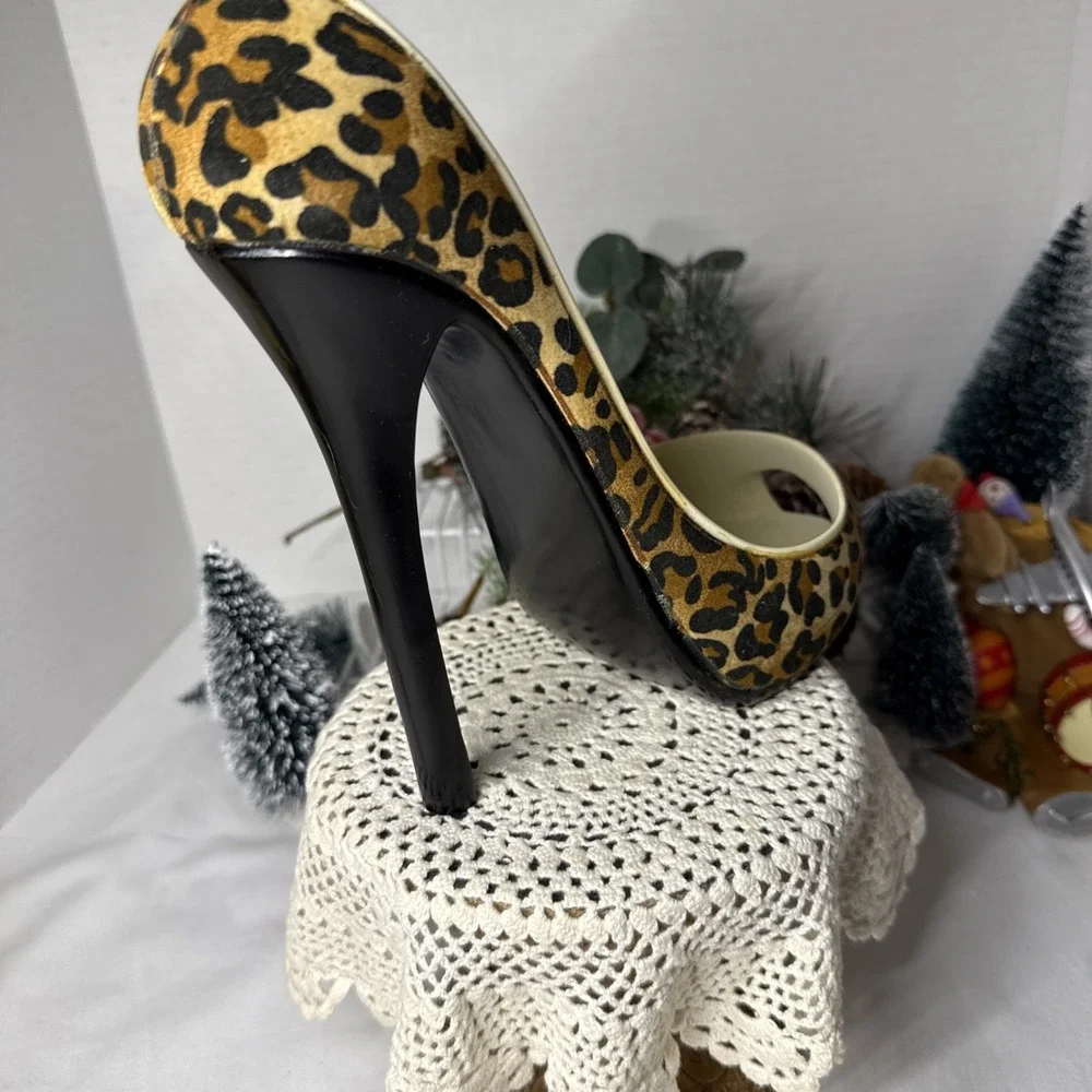 Wild Eye Designs Leopard Print High Heel Stiletto Shoe Wine Holder